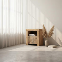 substantial Block Bedside Table Wabi-Sabi Aesthetic Nightstand Minimalist Design Easy to Clean for Homestay
