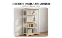 1 Piece 6-tier Bookshelf Bookcase Display Shelf Freestanding Storage Rack Metal and Wood Construction Suitable for Living Room Office Bedroom