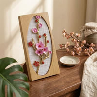 Blossom Frame Patterned Background Miniature Floral Frame Wooden Finish Miniature Decoration