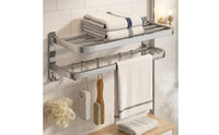 Bath Towel Shelf with Double Towel Bar-Oxidation-Resistant Resistant for Washroom