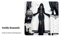 Hooded Lace Mermaid Dress Slim Fit women's Apparel Bell Sleeves for Photoshoots
