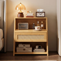 Vintage Style Solid Wood Nightstand with Storage for Bedroom