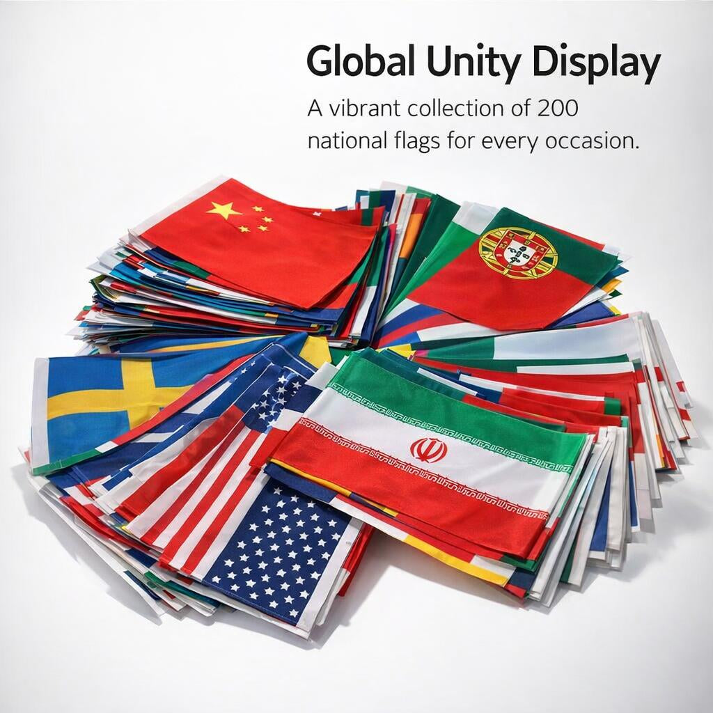 Table Flag Set with Metal Base Stand, 200 Country Desk for Conference Room, Pole Holder for Meeting Display