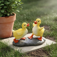 Two Ducks Figurine Lifelike Details Duck Statue Set Hand Painted for Lawn, Patio