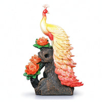 Peacock Figurine Detailed Tabletop Ornament Carved Peacock Statue for Art Collectors, Living Room
