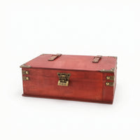 Wooden Storage Box with Lid Weathered Wooden Box with Hinged Lid Rustic Decorative Treasure Chest for Desktop