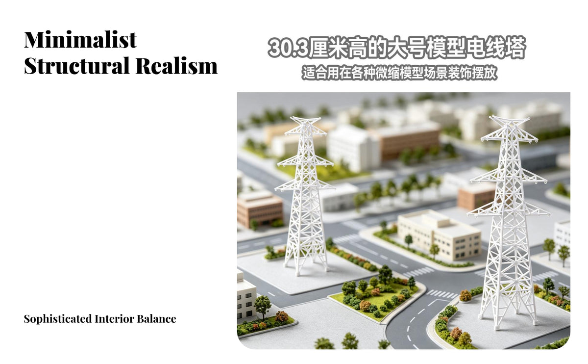 Miniature Model Pylon Lattice-Style Power Line Pylon White for Hobbyists, Train Layouts, Dioramas, Architectural Displays