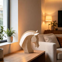 Horse Head Sculpture Distressed Finish House Decoration Stable Base Home Decor for Entryway, Bedroom