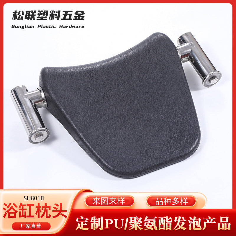 Bathtub Wooden Barrel PU Self-Skin Bath Pillow with Stainless Steel Bracket