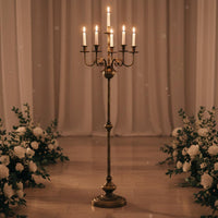 Bronze Finish Candle Stand Wrought Iron Vintage Design Candelabra