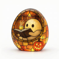 Specters Reading Book Lamp Resin Specters Reading Night Light Decorative Stained Glass Lamp for Halloween