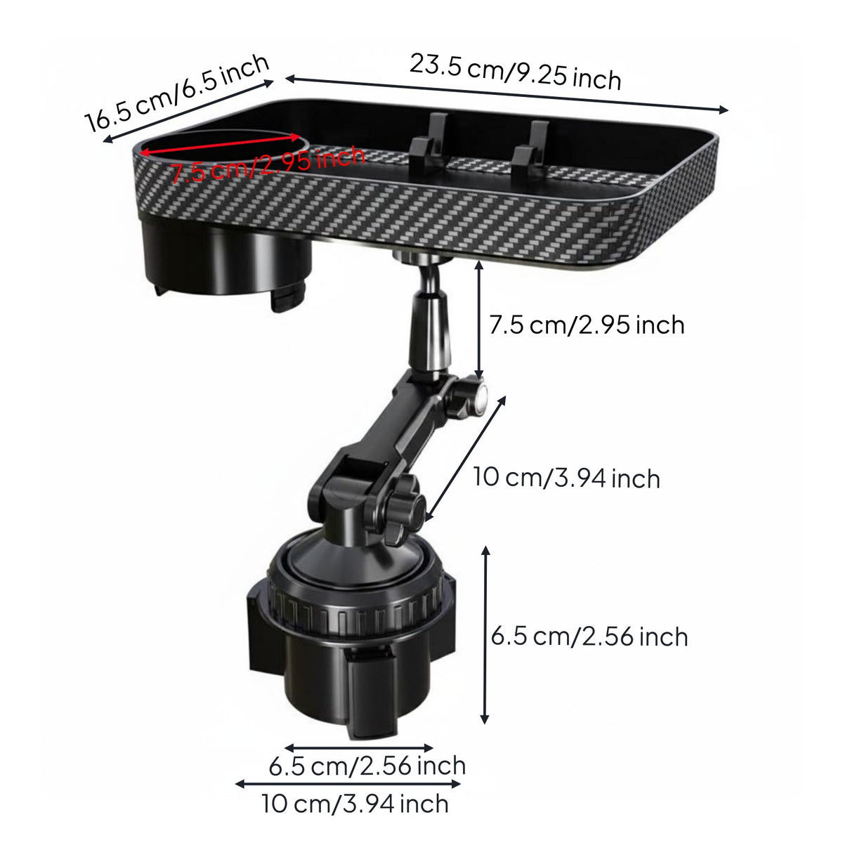 Car Cup Holder Tray Carbon-Fiber Pattern Vehicle Accessory Stable