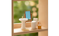 4 Pieces Dollhouse Bathroom Set Elegant Furniture Interactive for Hobbyists