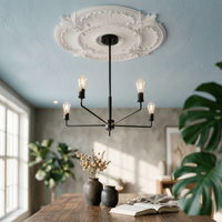 Round PU Light Plate Overhead Ceiling Medallion French Decorative Overhead Medallion Easy to Install