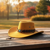 Cowboy Hat with Braided Band Structured Felt Cowboy Hat for Festivals, Travel, Stage