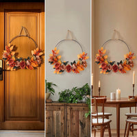 Wreath with Jute Twine Open-Frame Floral Hoop Wreath Indoor for Entryway, Mantel