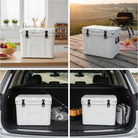 Large-Capacity Insulated Cooler Box Leakproof Cooler with Drain Plug Outdoor Portable Cool Box for Campers, Camping, Fishing