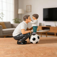 Father Son Soccer Figurine Resin Material Father and Son Sports Statue Gift Idea