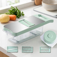 Mandoline Vegetable Slicer, Robust Vegetable Cutter with Hand Guard, 29.5x20x9cm Kitchen Grater for Precise Slices, Seafoam