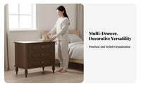 2-Drawer Bedside Table Distressed Finish Nightstand Vintage design areaSaving for Apartment Dwellers, Bedroom, Home Office