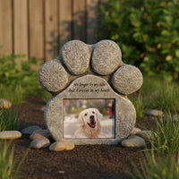 Pet Headstone Picture Frame Engraved Message Paw Print Memorial Stone