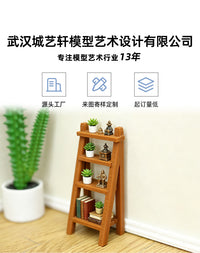 Dollhouse Miniature Furniture 4-Tier Slanted Ladder Shelf Plant Stand