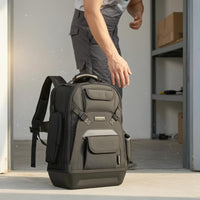 Multiple Pockets Tool Backpack Padded Shoulder Straps Tool Storage Backpack Polyester Jobsite Gear Top Carry Handle