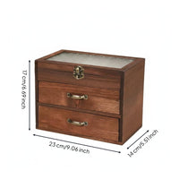 Jewelry Box with Drawers Embossed Floral Pattern Jewelry Box with Glass Lid