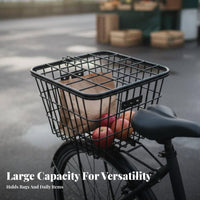 Multi-Purpose Rear Bike Basket Large Capacity Cycle Rack Basket Universal Fit for Students, Commuters, Commuting, Shopping