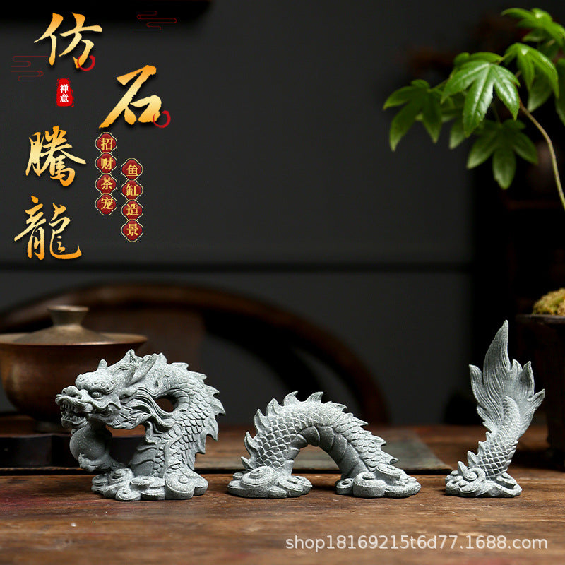 Chinese Dragon Ornament Made of Synthetic Resin for Aquarium and Bonsai Landscape Decoration
