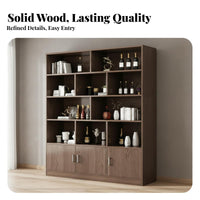 Standing Beverage Cabinet Solid Wood Construction Floor Standing Storage Unit Large Capacity Modern Display Hutch for Collectors, Homeowners, Home Bar