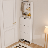 Slim Shoe Box, Flip-Type, Shoe Cabinet, Slim, Entrance Storage, Shoe Box, For Rental, Apartment, Warm White