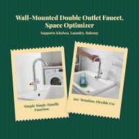 Wall-mounted brass kitchen faucet