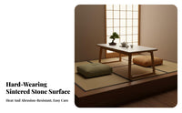 dual-level Rectangular Table Sintered Stone Top Living Room Furniture Small Space suitable Modern Design for Homeowners, Bedroom