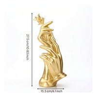 Hand Statue with Roses Golden-Hand Statue Sculptural for Living Room, Bookshelf