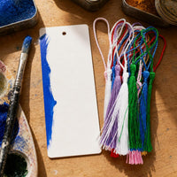 DIY Blank Bookmark Kit with Tassels for Students, Paper Craft for Hand-Painted Word Cards