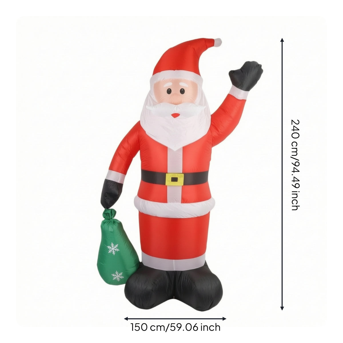 Inflatable Santa with Gift Bag Festive Inflatable Santa Outdoor Decoration Tall Eye-Catching for Yard, Garden