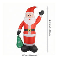 Inflatable Santa with Gift Bag Festive Inflatable Santa Outdoor Decoration Tall Eye-Catching for Yard, Garden