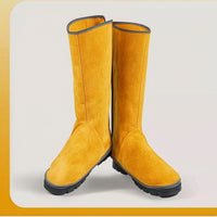 Leg Guards Wear Resistant Shoe Protectors Welding Boot Covers Heavy Duty Abrasion Resistant Gaiters Cowhide Material Secure Fit Suitable for Carpentry Workshop Machine Operation