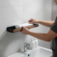 Bathroom Shelf with Towel Rail Rectangular Home Fixture Easy to Install