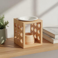 Bamboo Melt Warmer Ambient Light Wooden Oil Burner More Secure than Candles