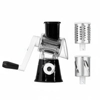 3 Interchangeable Blades Manual Drum Shredder Easy to Clean Rotary Vegetable Cutter High Effectiveness Hand Crank Cheese Grater