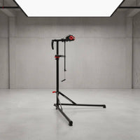 Foldable Design Adjustable Two-Wheeler Maintenance Stand Includes Tool Tray Bike Repair Stand Floor Bike Repair Rack for Cyclists, Workshop