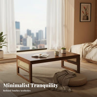 Collapsible Coffee Table Space-Saving Foldable Rattan Accent Table Multi-Purpose