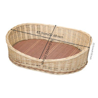 Rattan Pet Bed, Cooling Cat Cave, Removable Pad, Cleanable