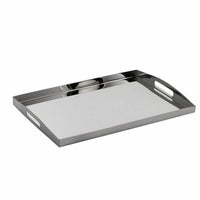Serving Tray with Handles Mirrored Stainless Steel Tray Reflective Serving Platter with Handles for Restaurant, Hotel, Vanity