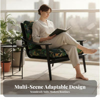 Striped Wooden Armchair Black and Light Stripes Striped Upholstered Armchair Retro Design Mid-Century Aestheticera Modern
