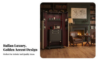 Luxury Design Solid Wood Wine Cabinet LED Lights Wine Cabinet with Glass Doors Adjustable Shelves Modern Lighted Home Bar Multi-Functional for Entertainers, Homeowners, Adults, Living Room, Mansion, Entertainment Area, Hotel Suite