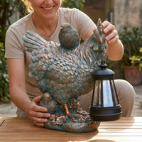 Chicken Lantern Statue Resin Solar Chicken Statue Hand Painted for Villa, Patio