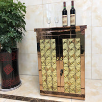 KTV Song Selection Cabinet Stainless Steel Bar Cabinet Mirrored Door Entertainment Furniture Lockable Storage Unit with Internal Shelves Suitable for Nightclubs Taverns Home Karaoke